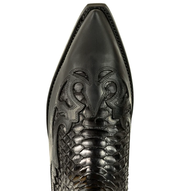 Cowboy-, Country- und Westernstiefel für Damen und Herren, 1935 C, schwarzes Leder und exotisches Schwarz | Sofort lieferbar | Größen 37/41/45