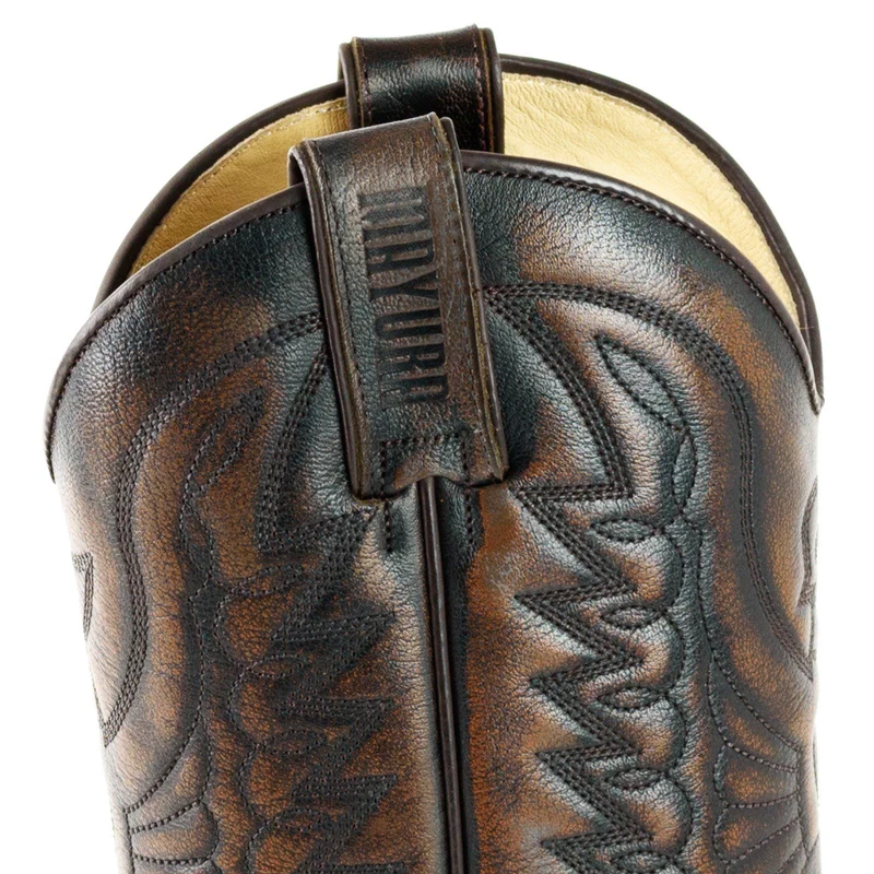 Country- und Western-Cowboystiefel 1935-C für Herren und Damen aus exotischem braunem und weißem Leder