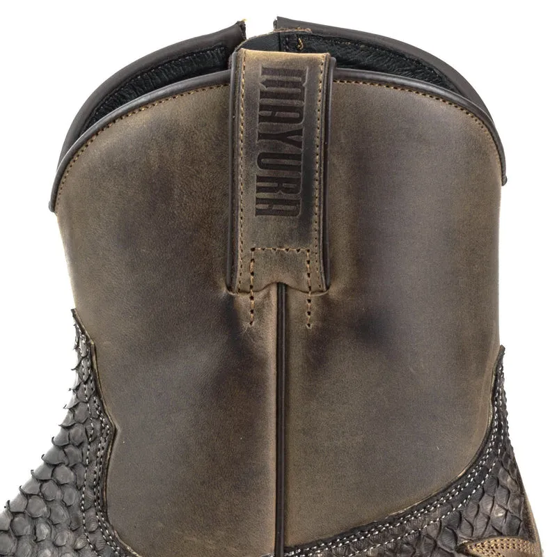 Country- und Western-Cowboy-Stiefeletten für Herren, 12, exotisches braunes und schwarzes Leder