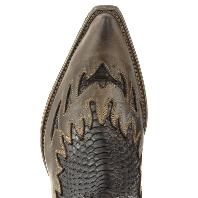 Country- und Western-Cowboy-Stiefeletten für Herren, 12, exotisches braunes und schwarzes Leder