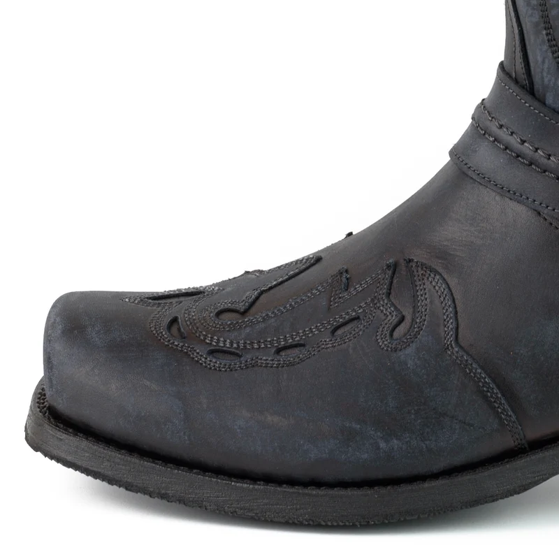 Herren Biker Motard Stiefel 2471 Schwarzes Leder Gebraucht