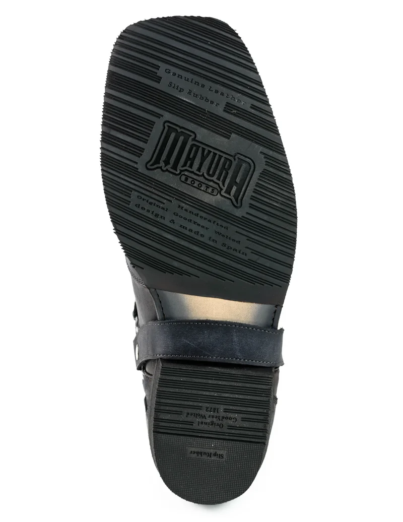 Herren Biker Motard Stiefel 2471 Schwarzes Leder Gebraucht