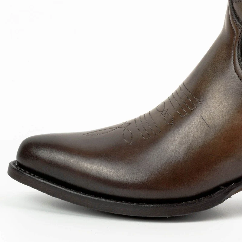 Damen-Cowboy-Country- und Western-Stiefeletten 2374 aus dunkelbraunem Leder
