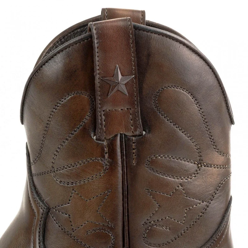 Damen-Cowboy-Country- und Western-Stiefeletten 2374 aus dunkelbraunem Leder