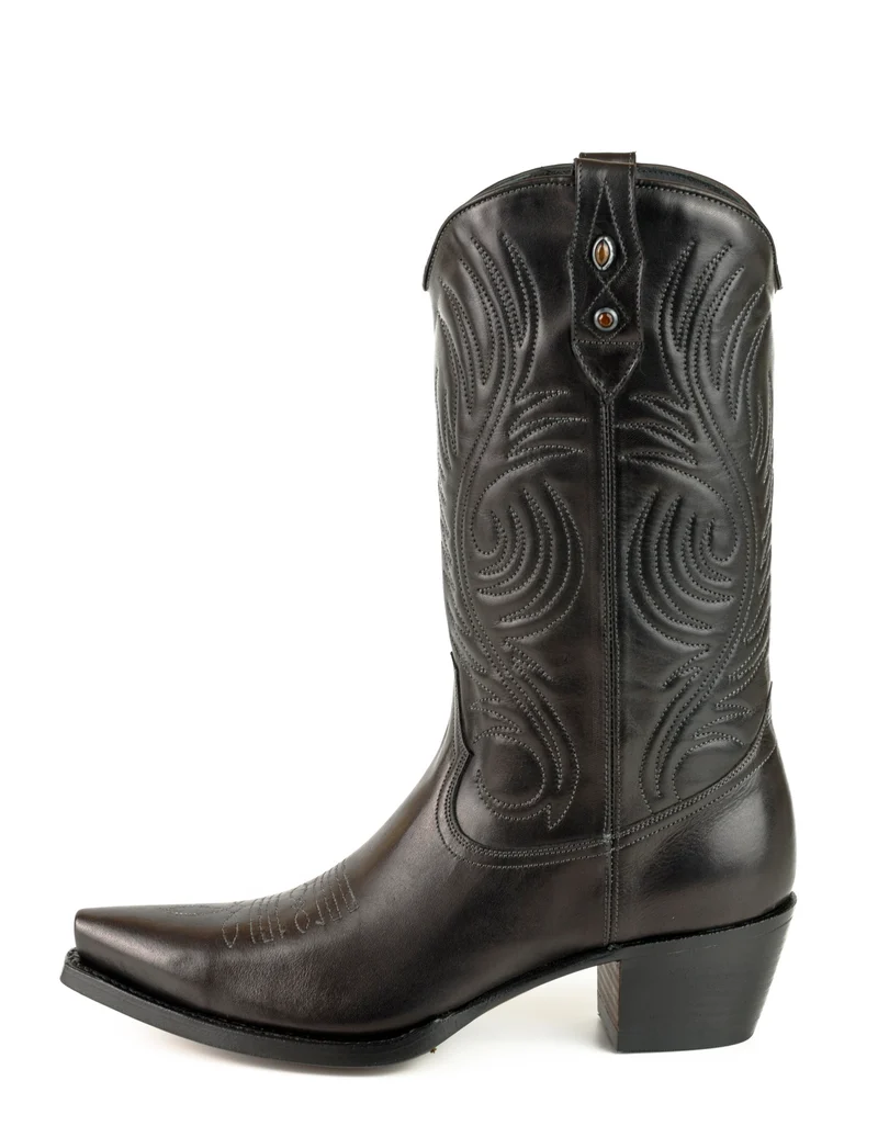 Westernstiefel CowboyStiefel für Damen handgefertigt, aus schwarzem Leder, 2536