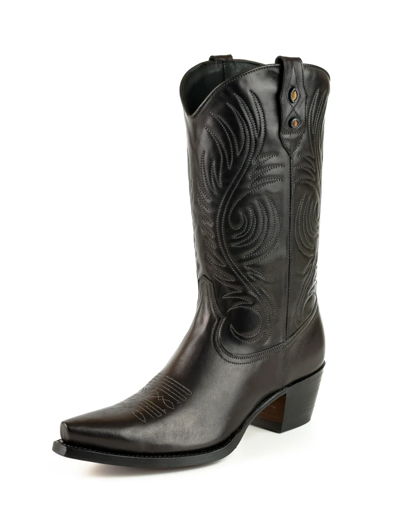 Westernstiefel CowboyStiefel für Damen handgefertigt, aus schwarzem Leder, 2536