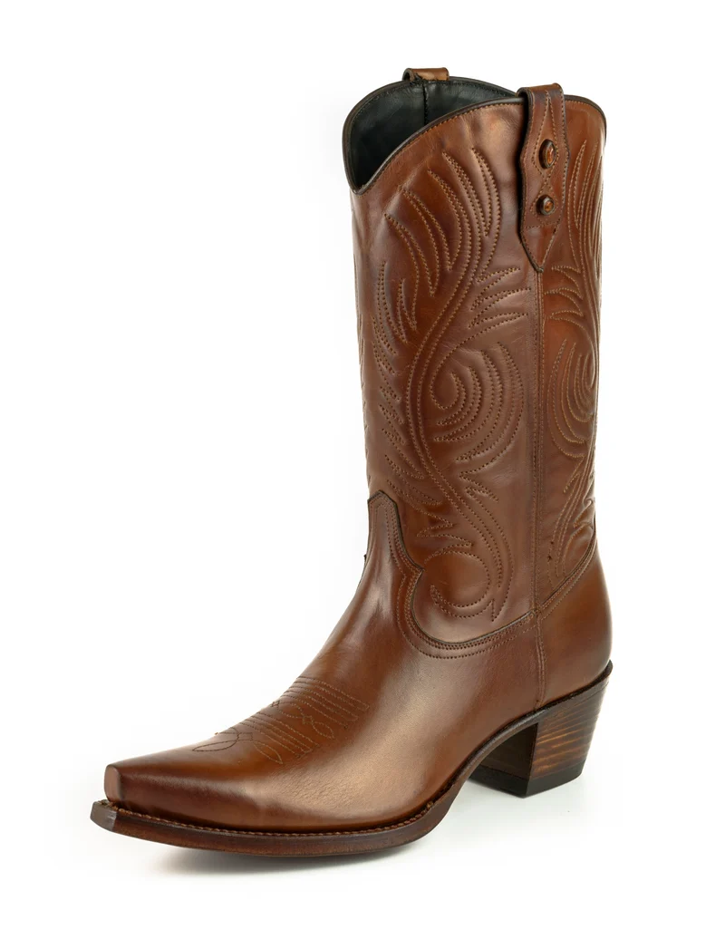 Westernstiefel CowboyStiefel für Damen handgefertigt, braunes Leder, 2536
