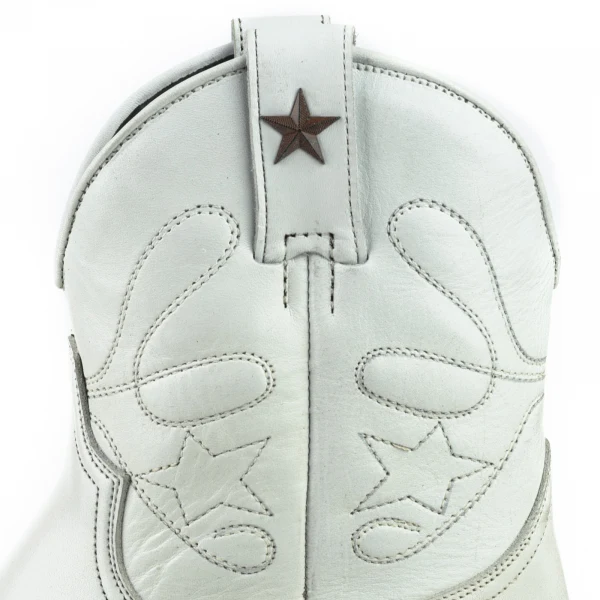Damen-Cowboystiefel oder Stiefeletten, handgefertigt aus weißem Leder, 2374 Texanas