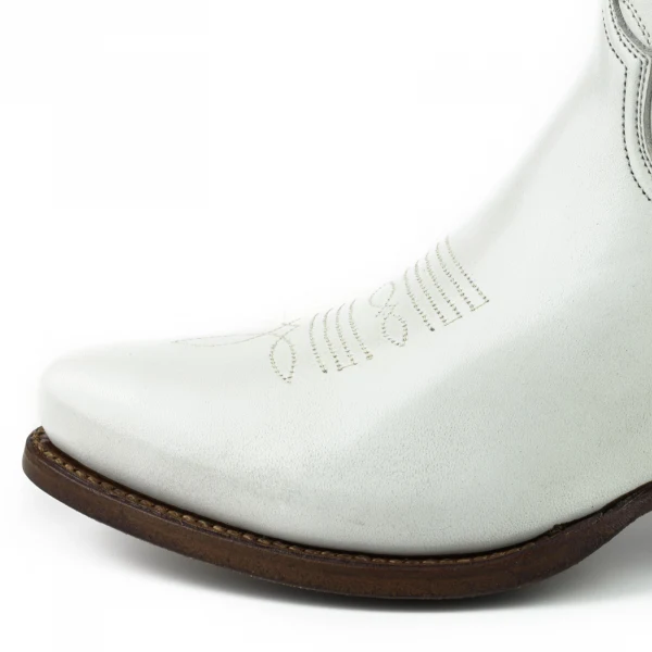 Damen-Cowboystiefel oder Stiefeletten, handgefertigt aus weißem Leder, 2374 Texanas