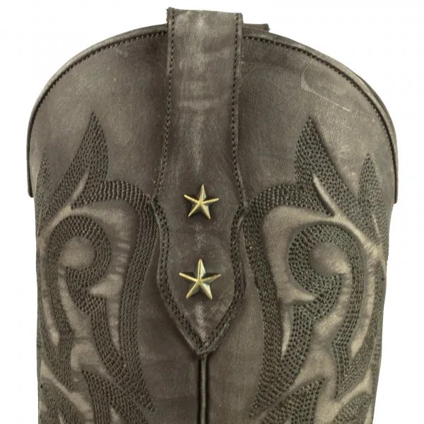 Westernstiefel CowboyStiefel für Damen handgefertigt, gewaschenes braunes Leder, 2524