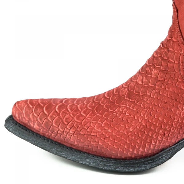 Westernstiefel CowboyStiefel für Damen handgefertigt, gewaschenes rotes Leder, 2524