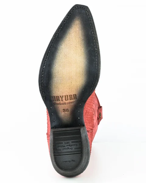 Westernstiefel CowboyStiefel für Damen handgefertigt, gewaschenes rotes Leder, 2524