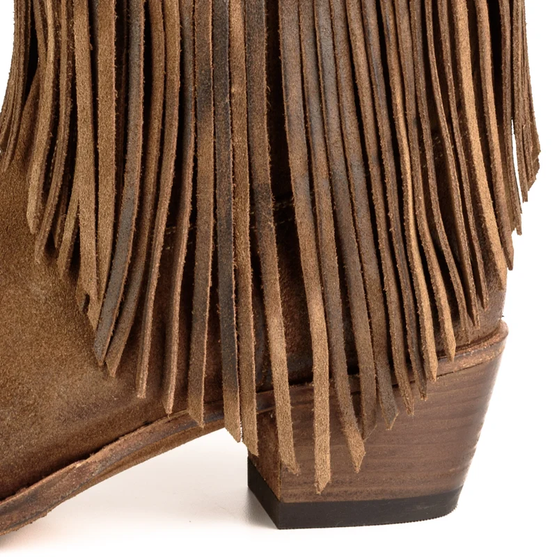 Damen-Cowboystiefel mit Fransen 2475 Braunes Wildleder