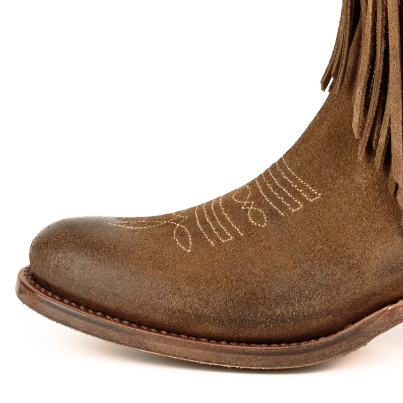 Damen-Cowboystiefel mit Fransen 2475 Braunes Wildleder
