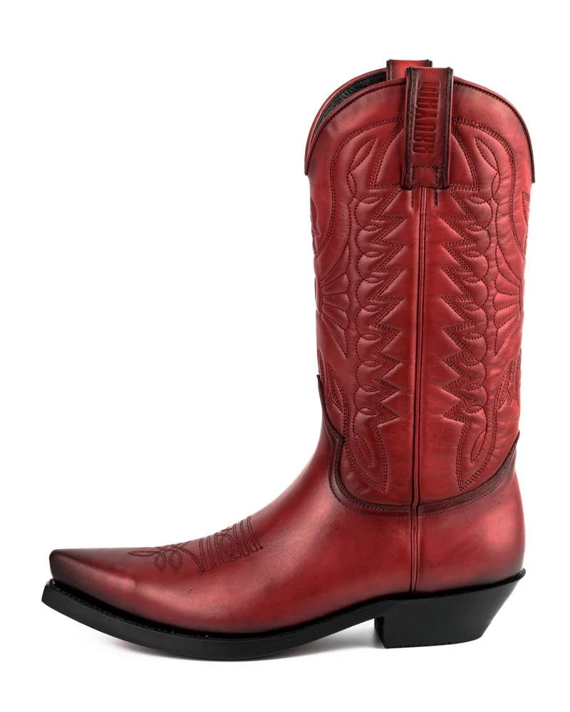 Herren- und Damen-Cowboystiefel im Stil der 1920er Jahre aus rotem Leder | Sofort lieferbar | Größe 41