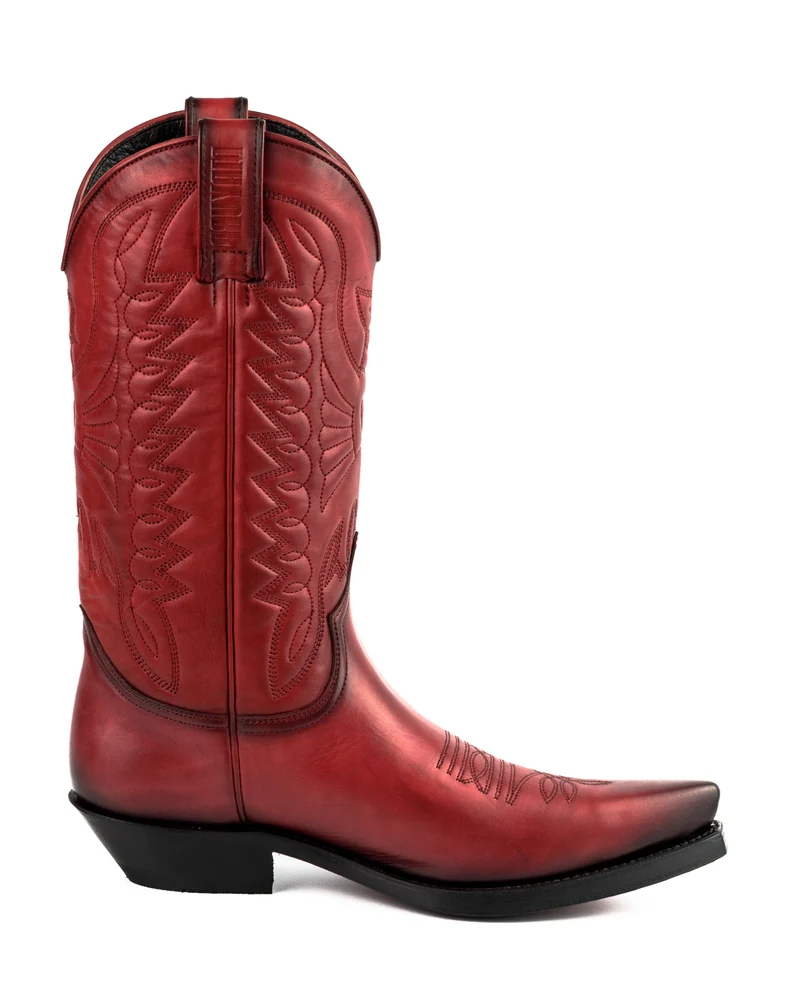 Herren- und Damen-Cowboystiefel im Stil der 1920er Jahre aus rotem Leder | Sofort lieferbar | Größe 41