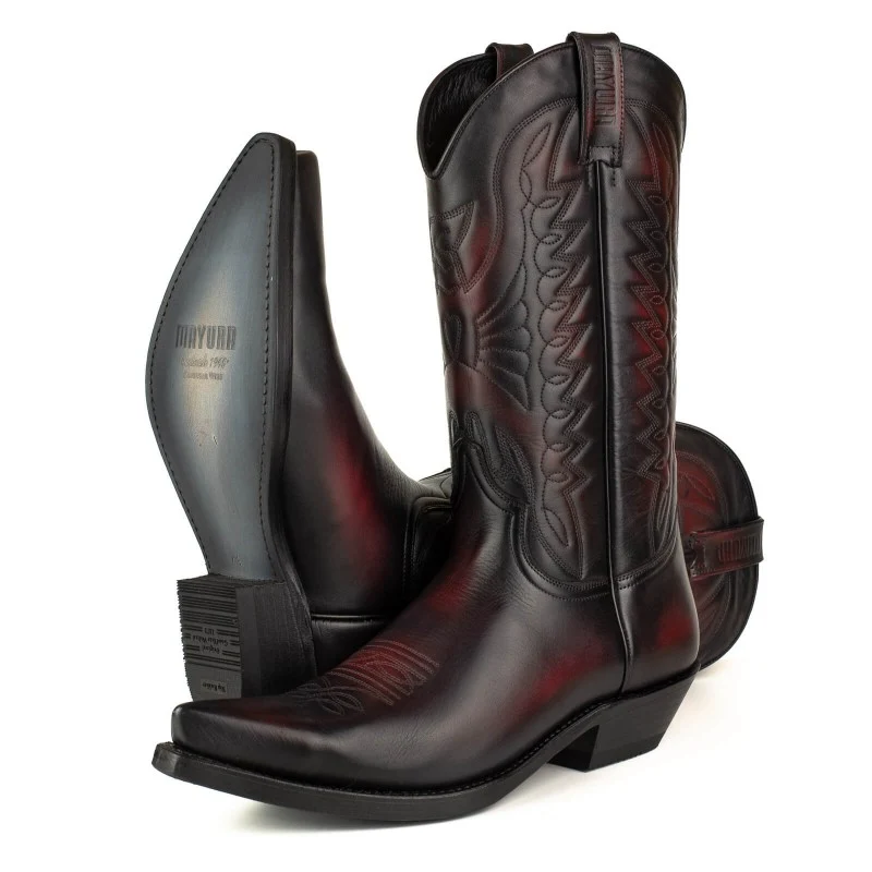 Cowboy-, Country- und Westernstiefel der 1920er Jahre für Damen und Herren, Schwarz und Rot, Premium