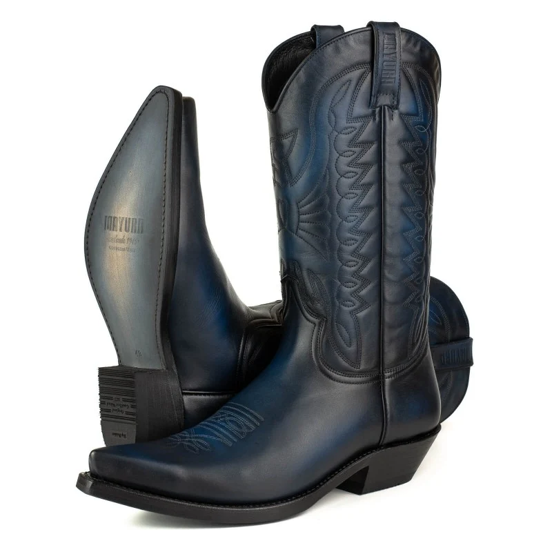 Cowboy-, Country- und Westernstiefel der 1920er Jahre für Damen und Herren, Schwarz und Blau, Premium
