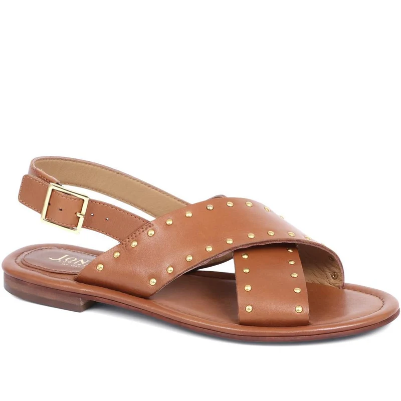 Elda Cross Over Studded Sandals - ELDA / 323 390 - Tan