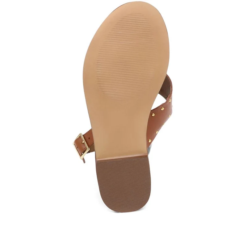 Elda Cross Over Studded Sandals - ELDA / 323 390 - Tan