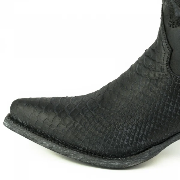 Westernstiefel CowboyStiefel für Damen handgefertigt, gewaschenes schwarzes Leder, 2524