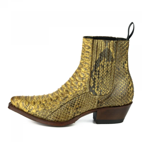 Urbane und exotische gelbe handgefertigte Damenstiefel oder Stiefeletten 2496
