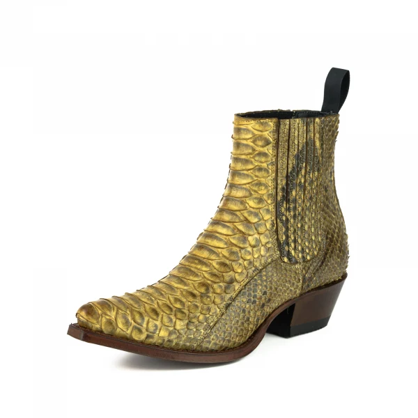 Urbane und exotische gelbe handgefertigte Damenstiefel oder Stiefeletten 2496