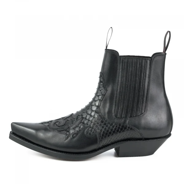 Cowboystiefel oder Stiefeletten für Damen und Herren, handgefertigt, Schwarz, Urban und Exotic 2500
