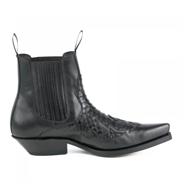 Cowboystiefel oder Stiefeletten für Damen und Herren, handgefertigt, Schwarz, Urban und Exotic 2500