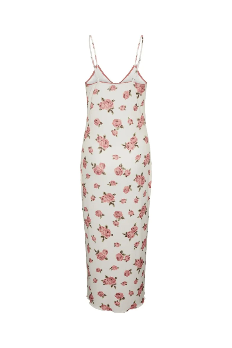 YAS - Yasreece Strap Long Dress - 4613965 Birch Pink Flower Print