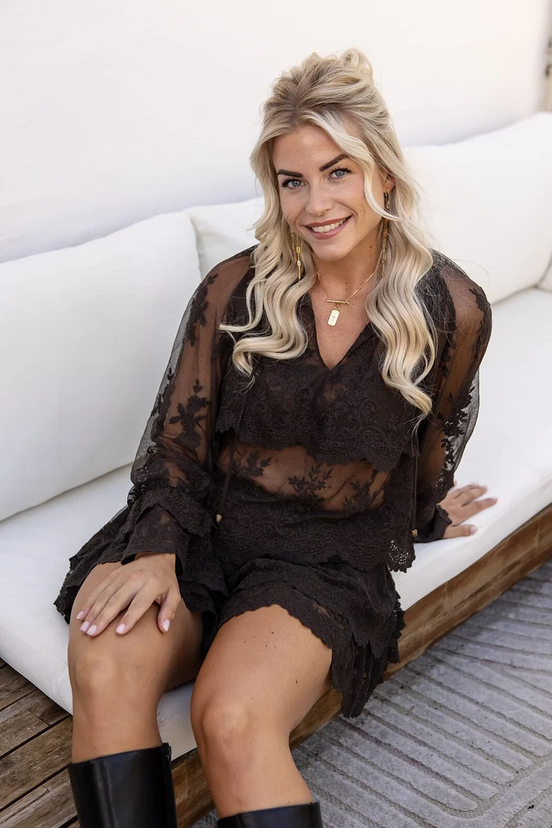 Molly&My X Melanie Due - Rikke V Lace Skorts 170072 - 676 - Dark Brown