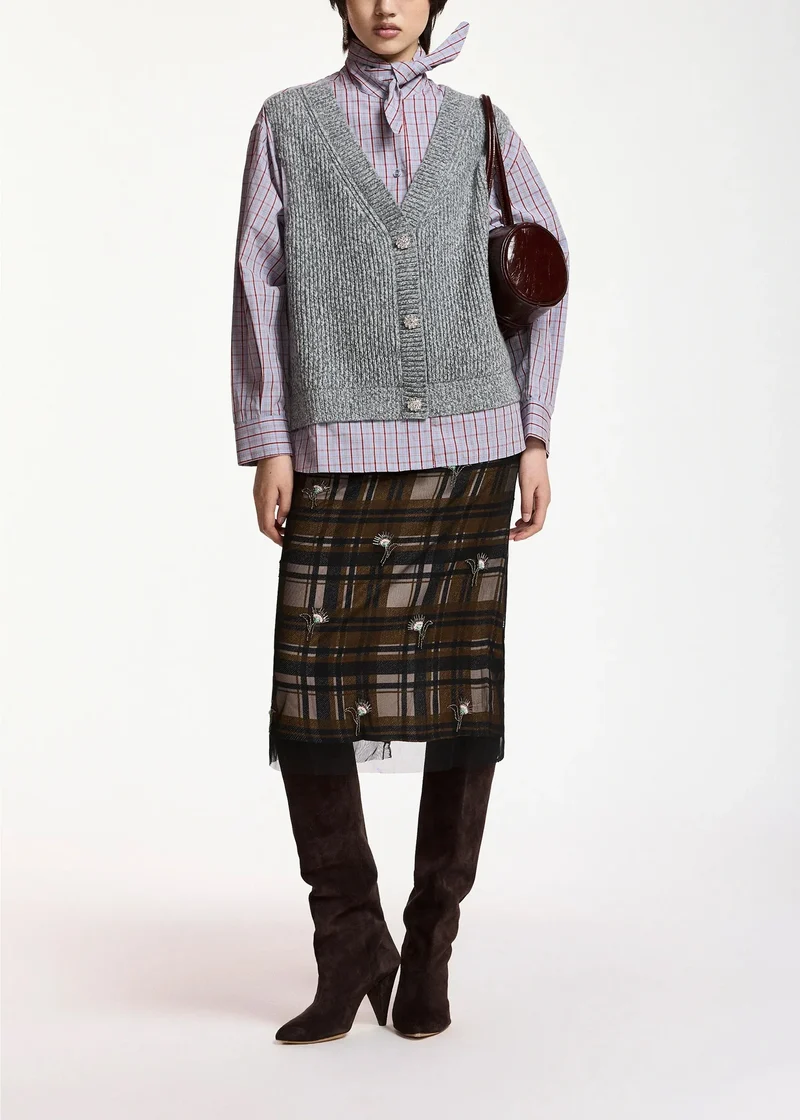 Essentiel Antwerp - Kute Fabric Mix Shirt - K1mm Combo1 Mushroom Mood