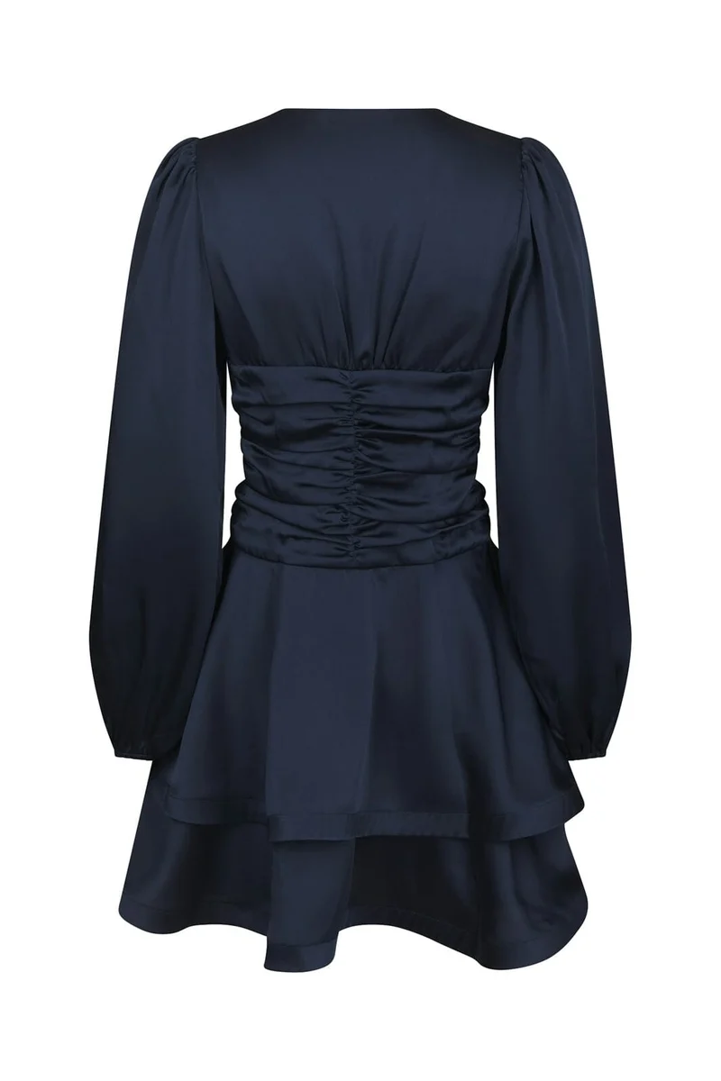 Neo Noir - Dionea Drapy Satin Dress 170722 - 141 - Navy