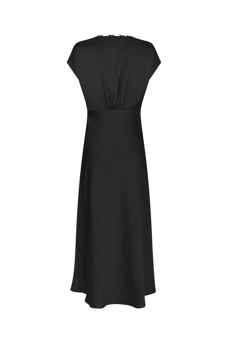 Neo Noir - Clarita Drapy Sateen Dress 170554 - 100 - Black