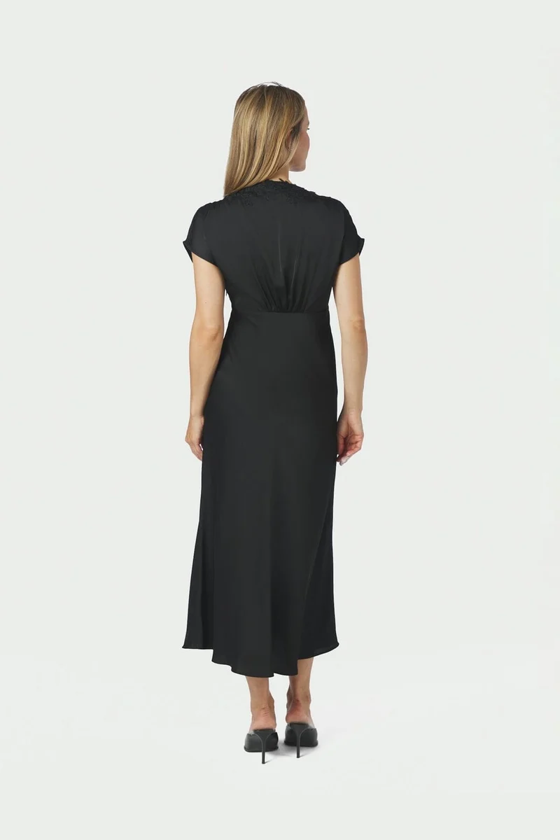 Neo Noir - Clarita Drapy Sateen Dress 170554 - 100 - Black