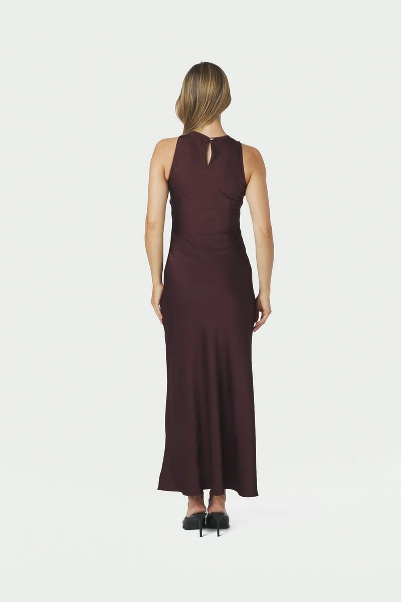 Neo Noir - Celinie Heavy Sateen Dress 165621 - 174 - Burgundy