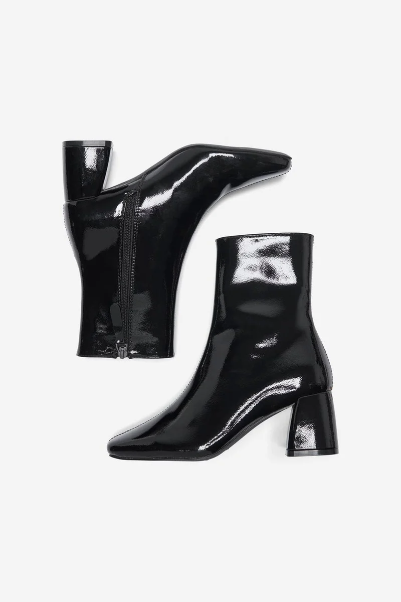 Only - Onlbrielle-1 Pu Heeled Boot - 4842706 Black Wrinkled Patent