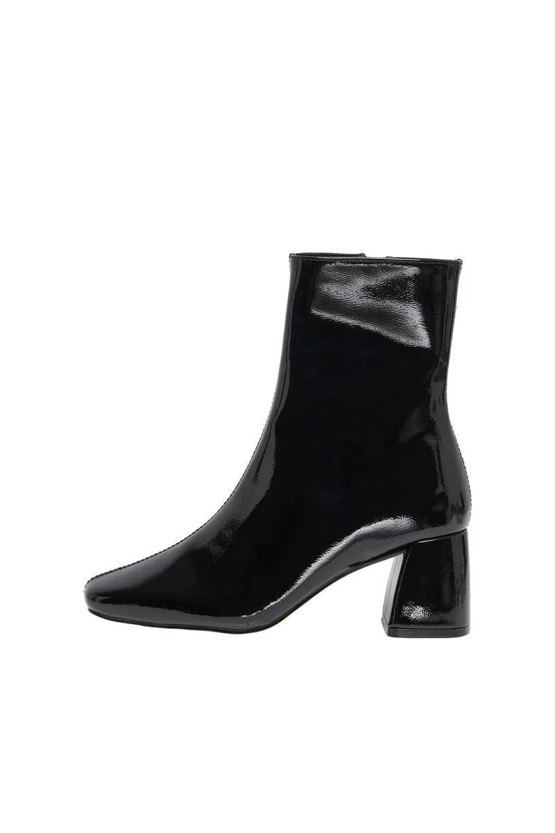 Only - Onlbrielle-1 Pu Heeled Boot - 4842706 Black Wrinkled Patent