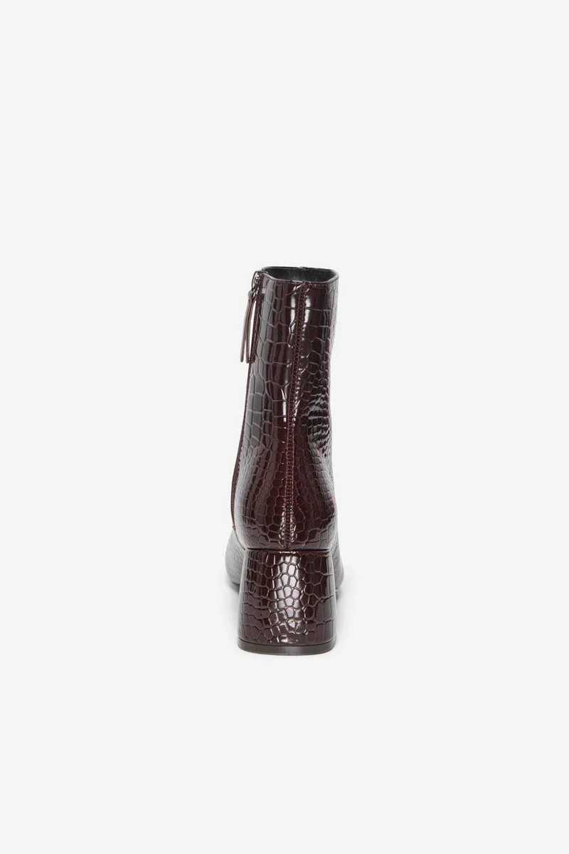 Only - Onlbrielle-1 Pu Heeled Boot - 5078766 Deep Mahogany Patent Croc