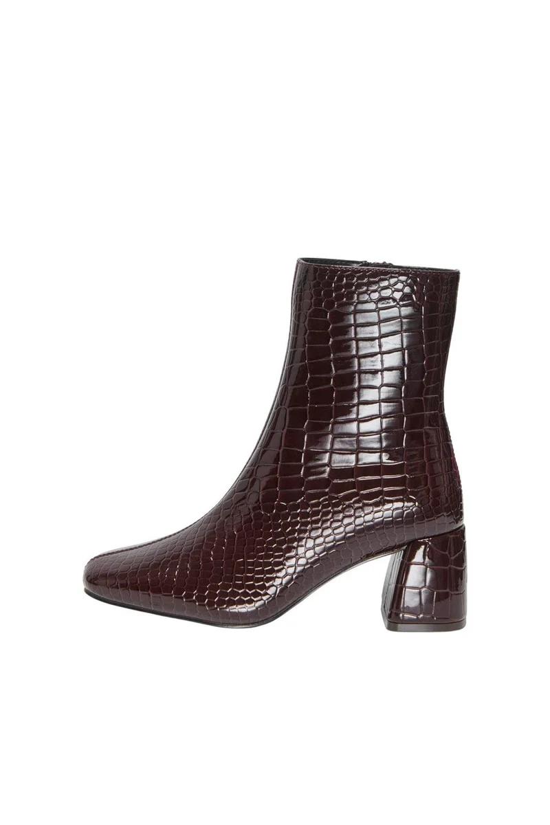 Only - Onlbrielle-1 Pu Heeled Boot - 5078766 Deep Mahogany Patent Croc