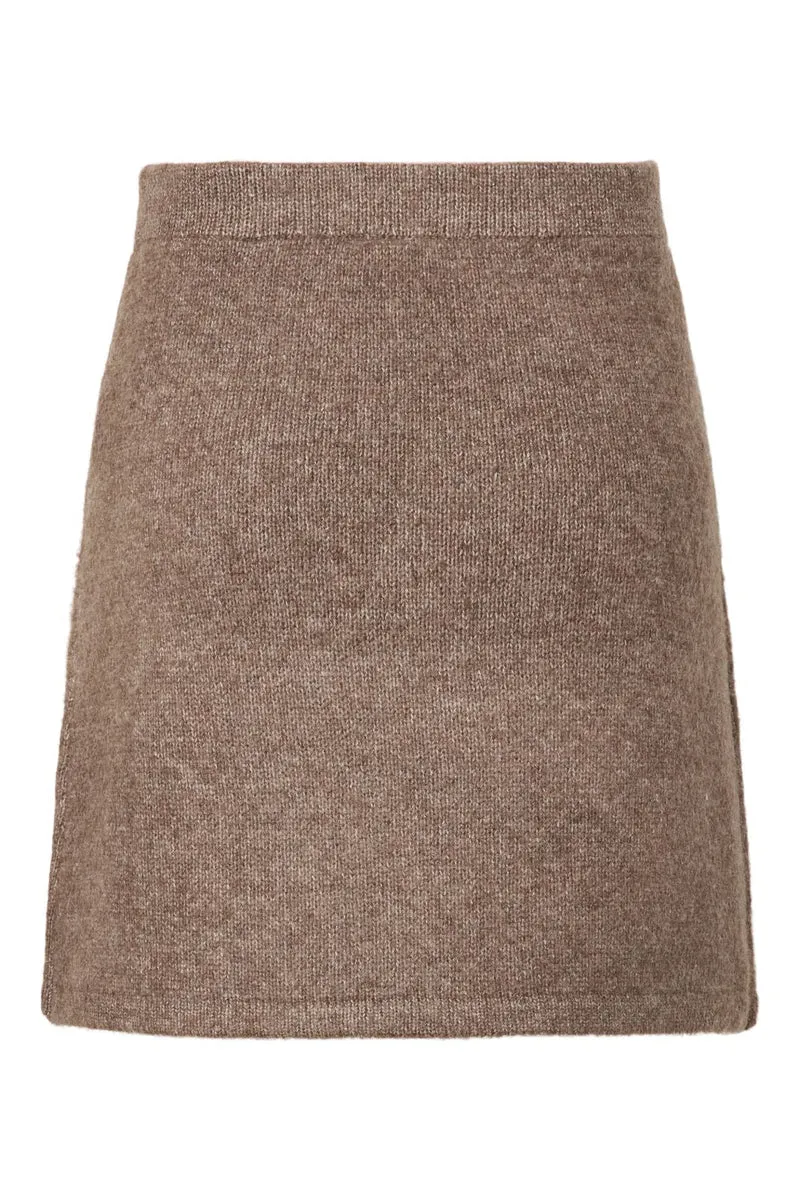 Pieces - Pcaico Button Knit Skirt - 5060679 Coffee Quartz Melange