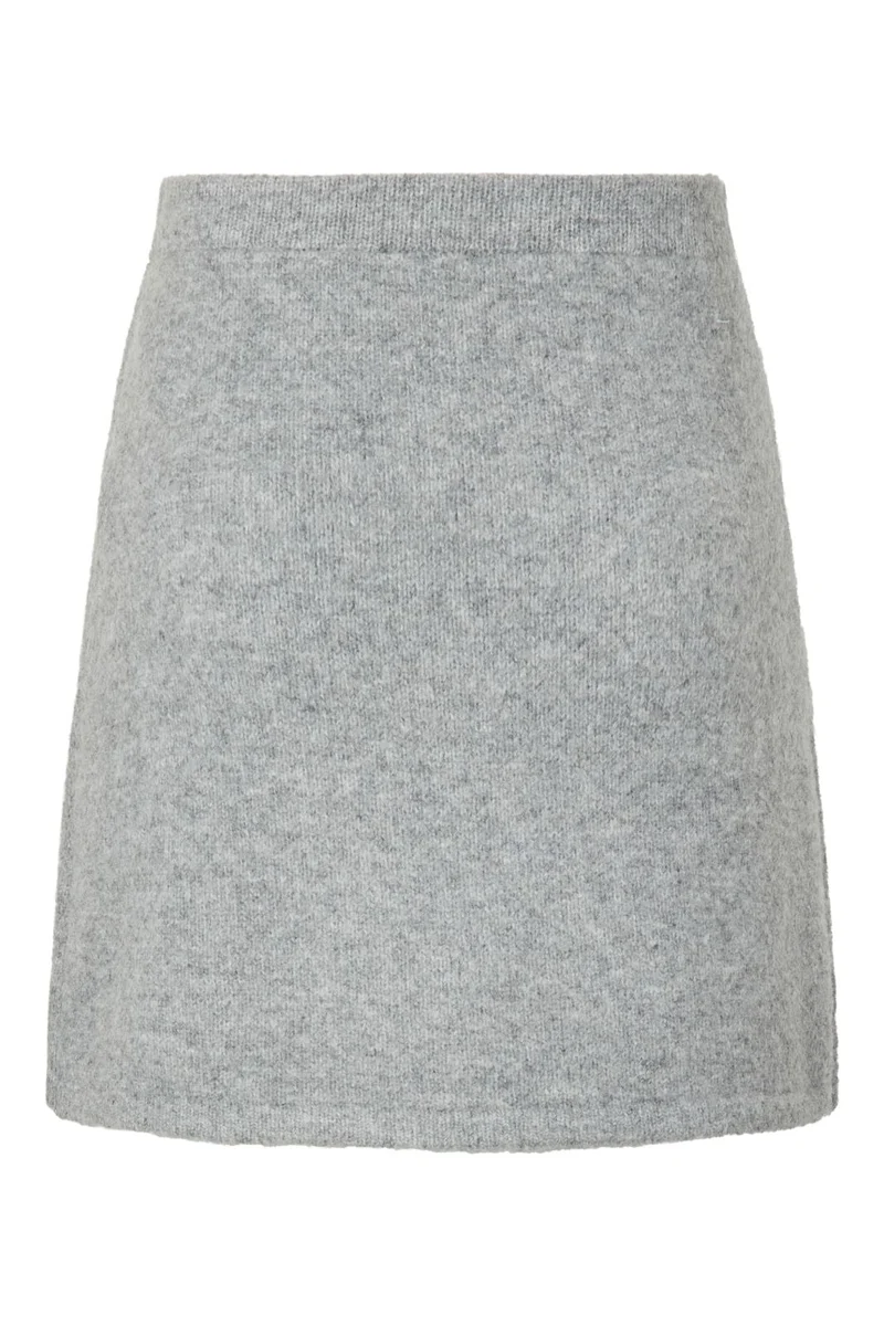 Pieces - Pcaico Button Knit Skirt - 5075502 Medium Grey Melange