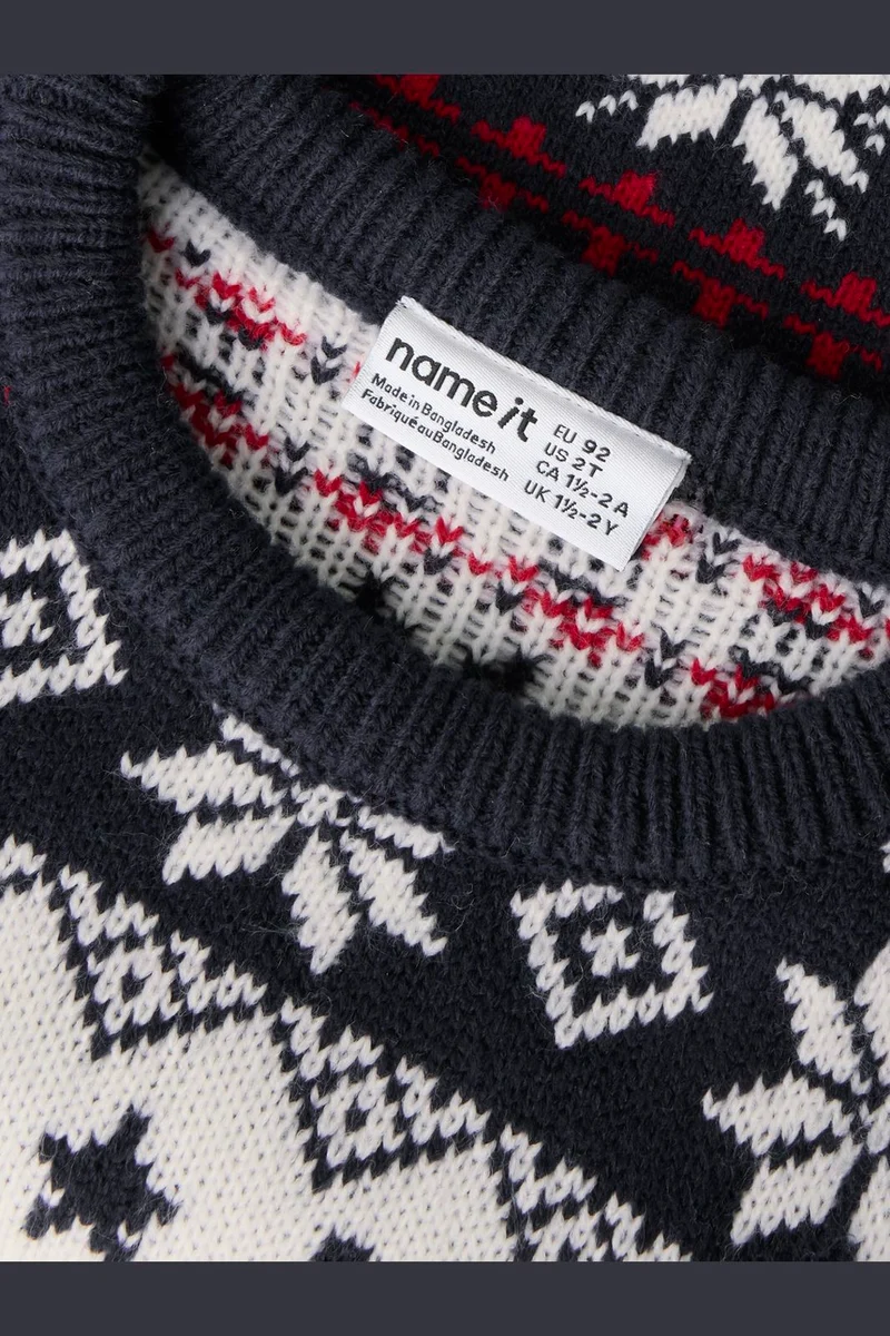 Name It - Nmnrismas Ls Knit Cot - 5213749 Navy Blazer