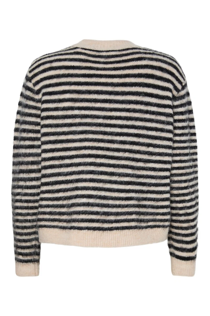 Pieces - Pcjada Ls O-Neck Knit - 4813560 Birch Black + Jadore Text