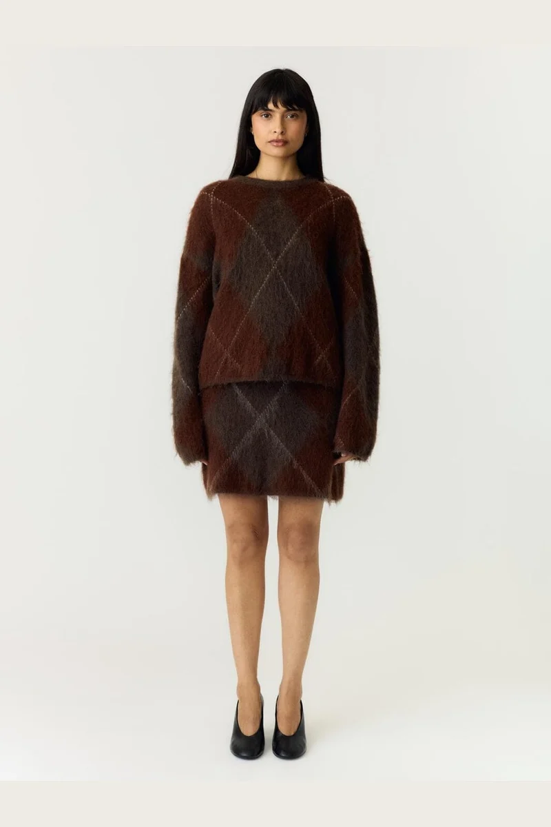 Yas - Yasargy Mohair Blend Knit Skirt - 5112411 Coffee Bean Incence/Sepia/Oatmeal
