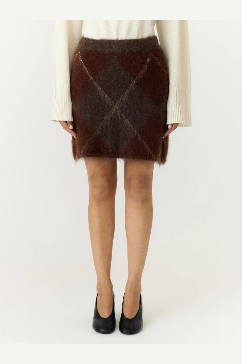 Yas - Yasargy Mohair Blend Knit Skirt - 5112411 Coffee Bean Incence/Sepia/Oatmeal