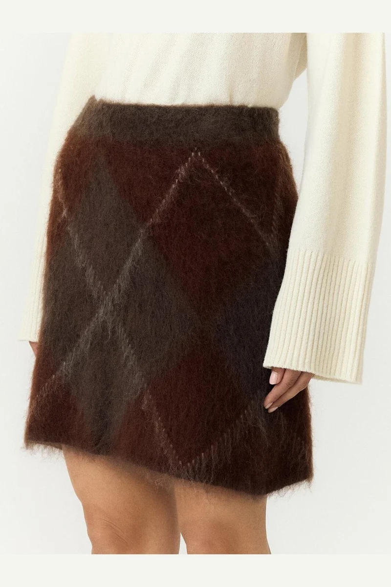 Yas - Yasargy Mohair Blend Knit Skirt - 5112411 Coffee Bean Incence/Sepia/Oatmeal