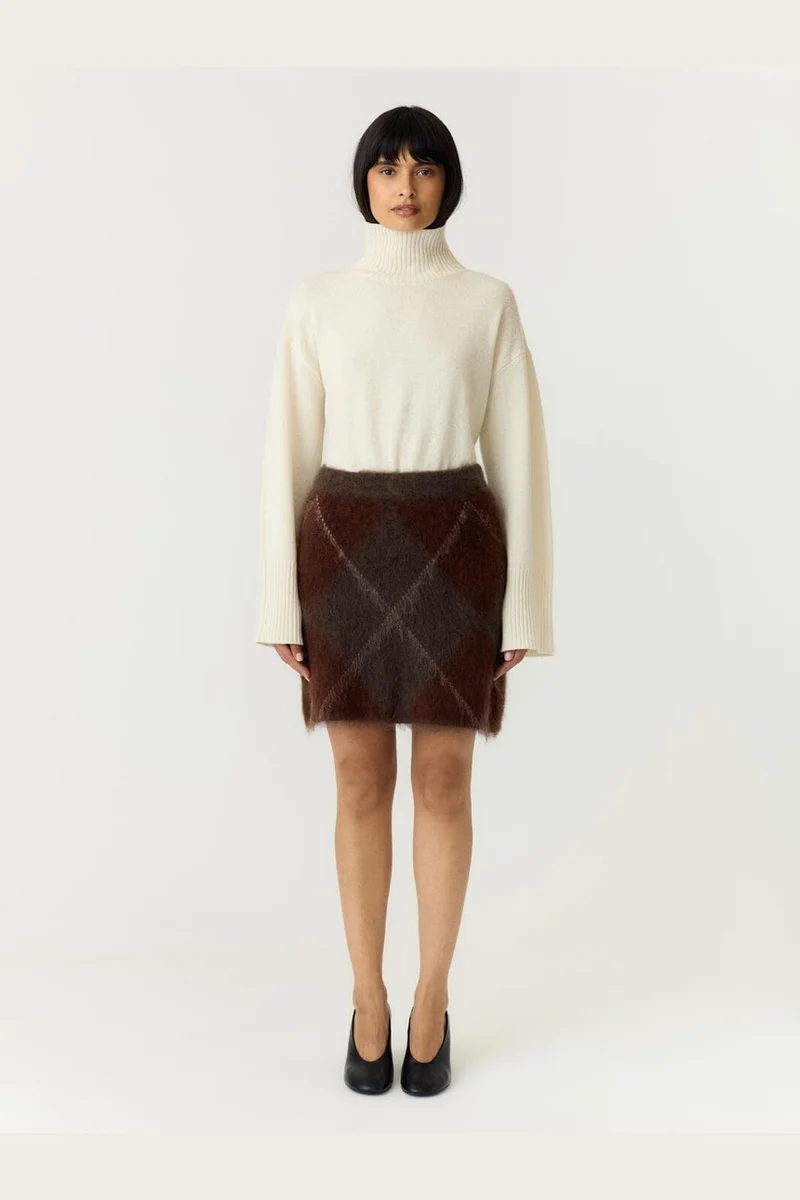 Yas - Yasargy Mohair Blend Knit Skirt - 5112411 Coffee Bean Incence/Sepia/Oatmeal