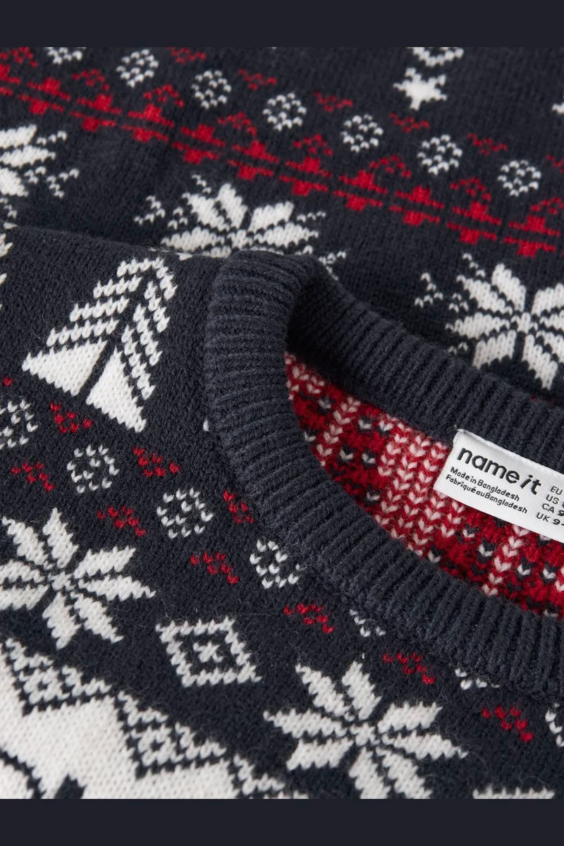 Name It - Nknrismas Ls Knit Cot - 5213753 Navy Blazer