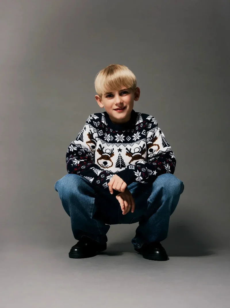 Name It - Nknrismas Ls Knit Cot - 5213753 Navy Blazer